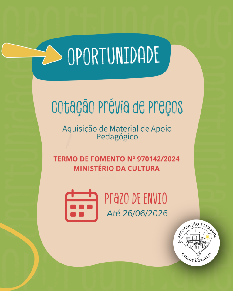 Cotação Prévia de Preços nº 042/2026 – Material de Apoio Pedagógico
