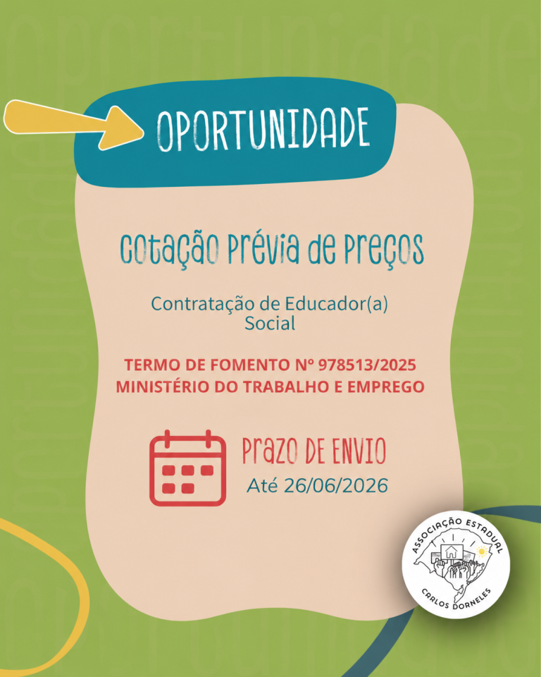 Cotação Prévia de Preços Nº 052/2026 – Educador(A) Social (20 Horas Semanais)