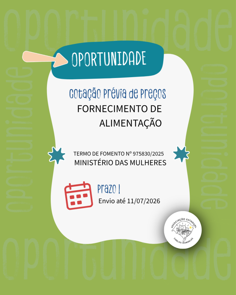 Cotação prévia de preços – Fornecimento de alimentação