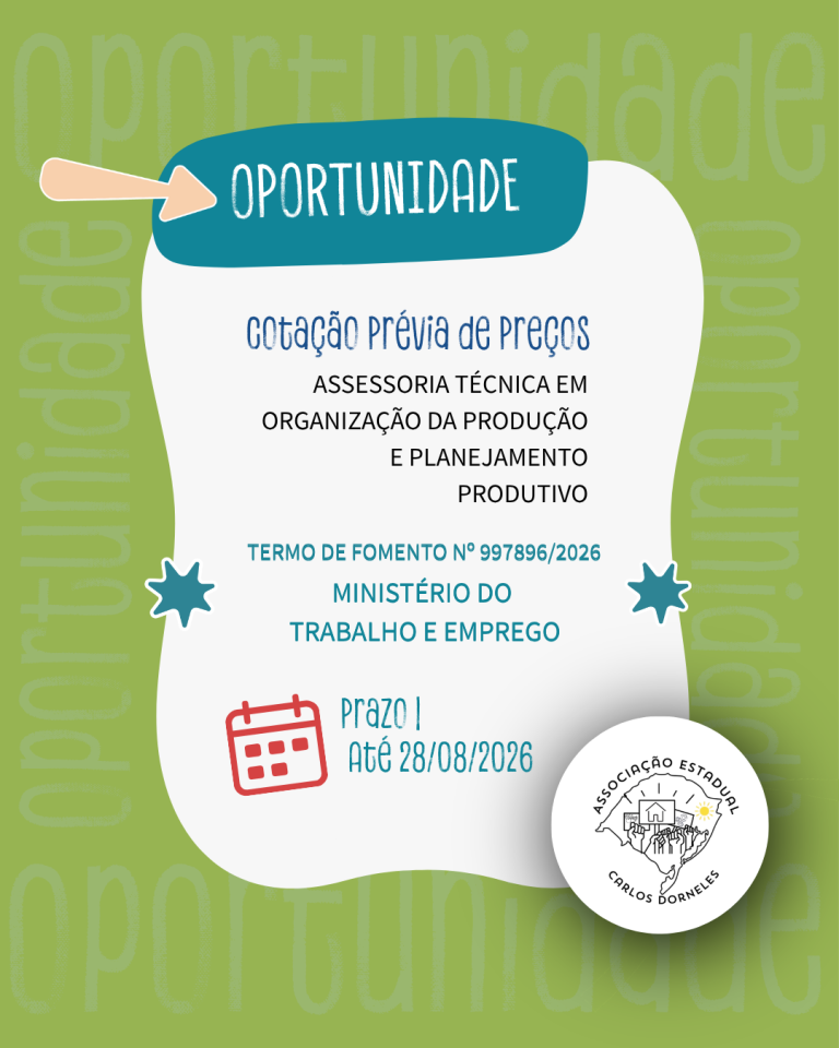 Cotação prévia de preços – Assessoria Técnica em Organização da Produção e Planejamento Produtivo